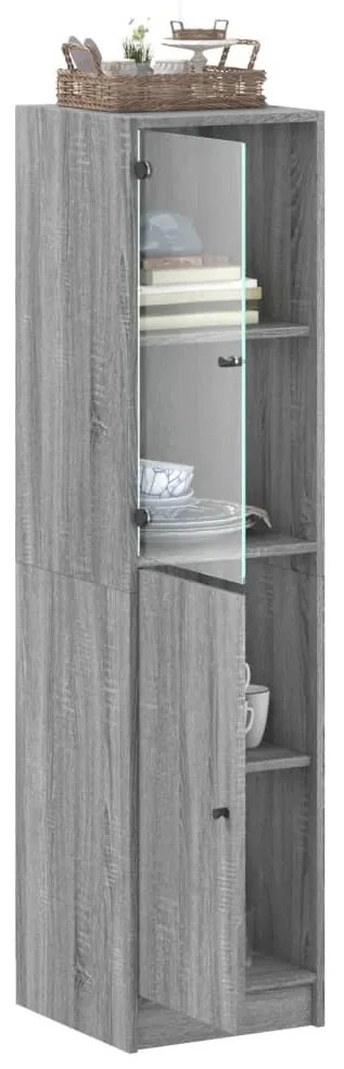 Credenza con anta in vetro grigio sonoma 35x37x142 cm