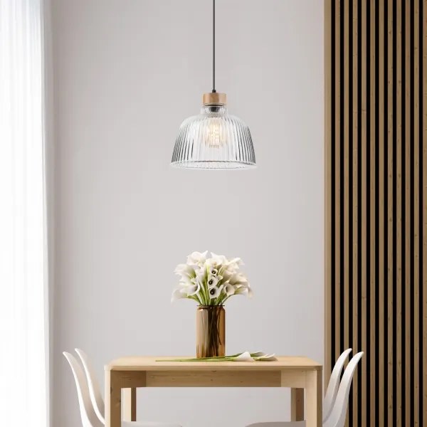 Lampadario a cavo ASTA 1xE27/60W/230V Ø 28 cm rovere