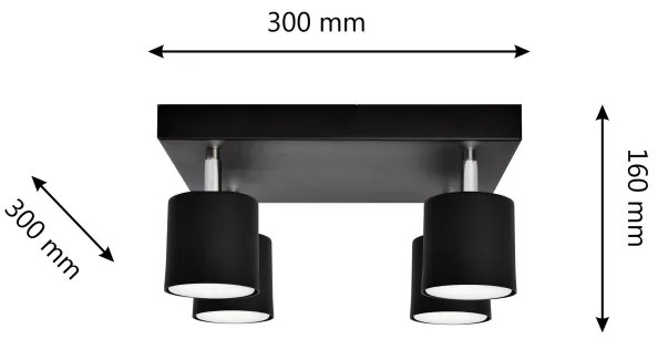 Faretto PUNTA 4xGX53/10W/230V nero