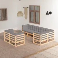 Set Divani da Giardino 7 pz con Cuscini Legno Massello di Pino cod mxl 54045