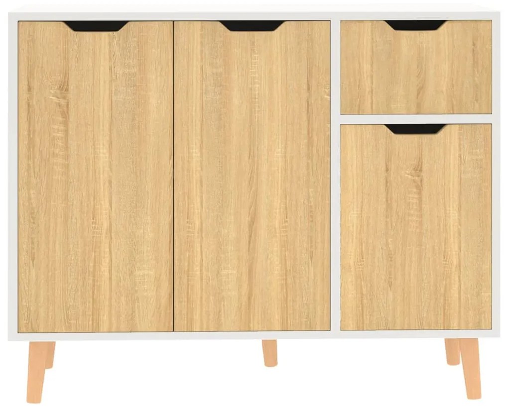 Credenza bianca e rovere sonoma 90x30x72 cm in truciolato