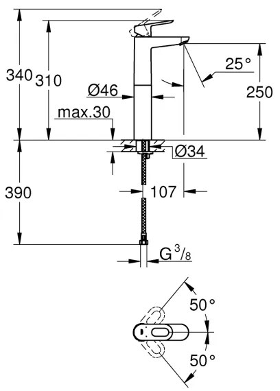GROHE 23764000 - Miscelatore lavabo BAULOOP DN 15, cromo lucido