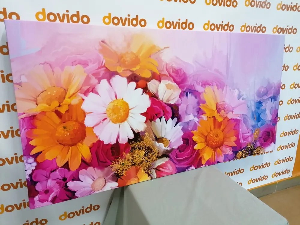 Stampa su tela – Dipinto a olio di fiori colorati