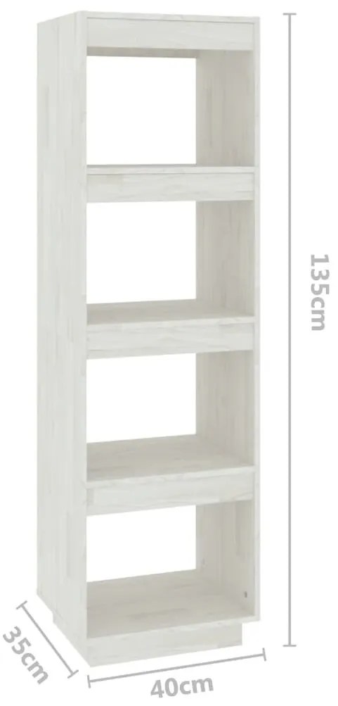 Libreria/Divisorio Bianco 40x35x135cm in Legno Massello di Pino