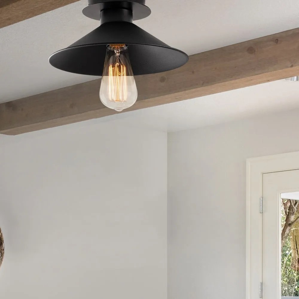 Plafoniera nera con paralume in metallo ø 24 cm Berceste – Opviq lights