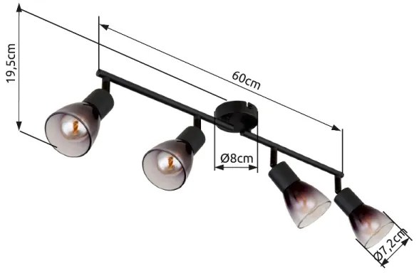 Globo 54312-4 - Faretto SATELLA 4xE14/25W/230V nero