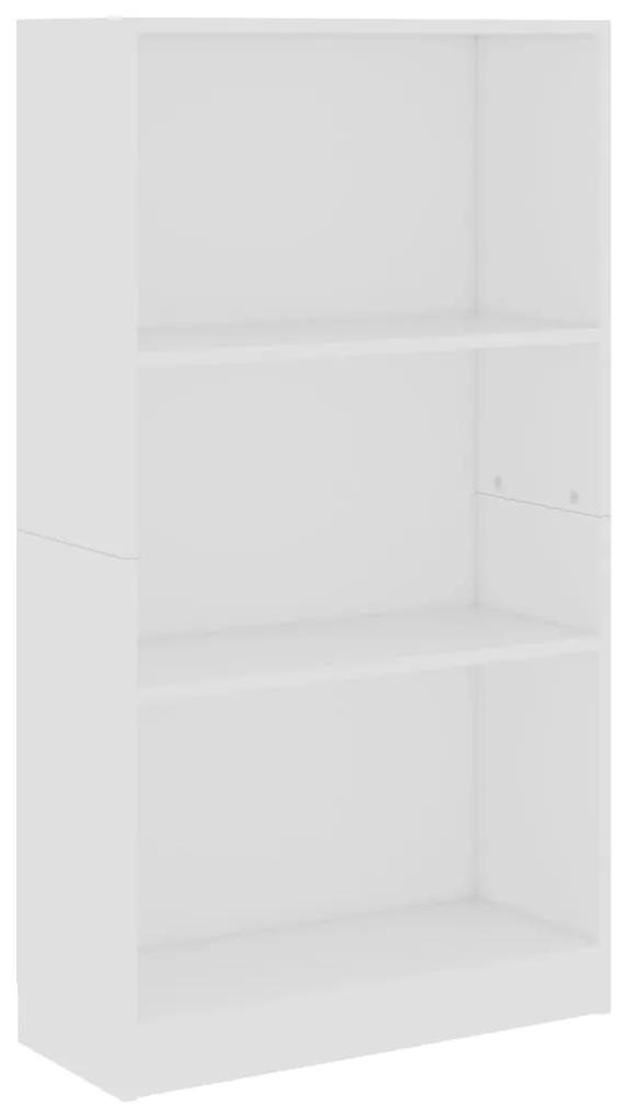 Libreria a 3 ripiani bianca 60x24x109 cm in legno multistrato