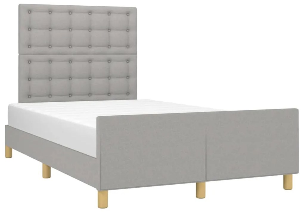 Giroletto con testiera grigio chiaro 120x190 cm in tessuto