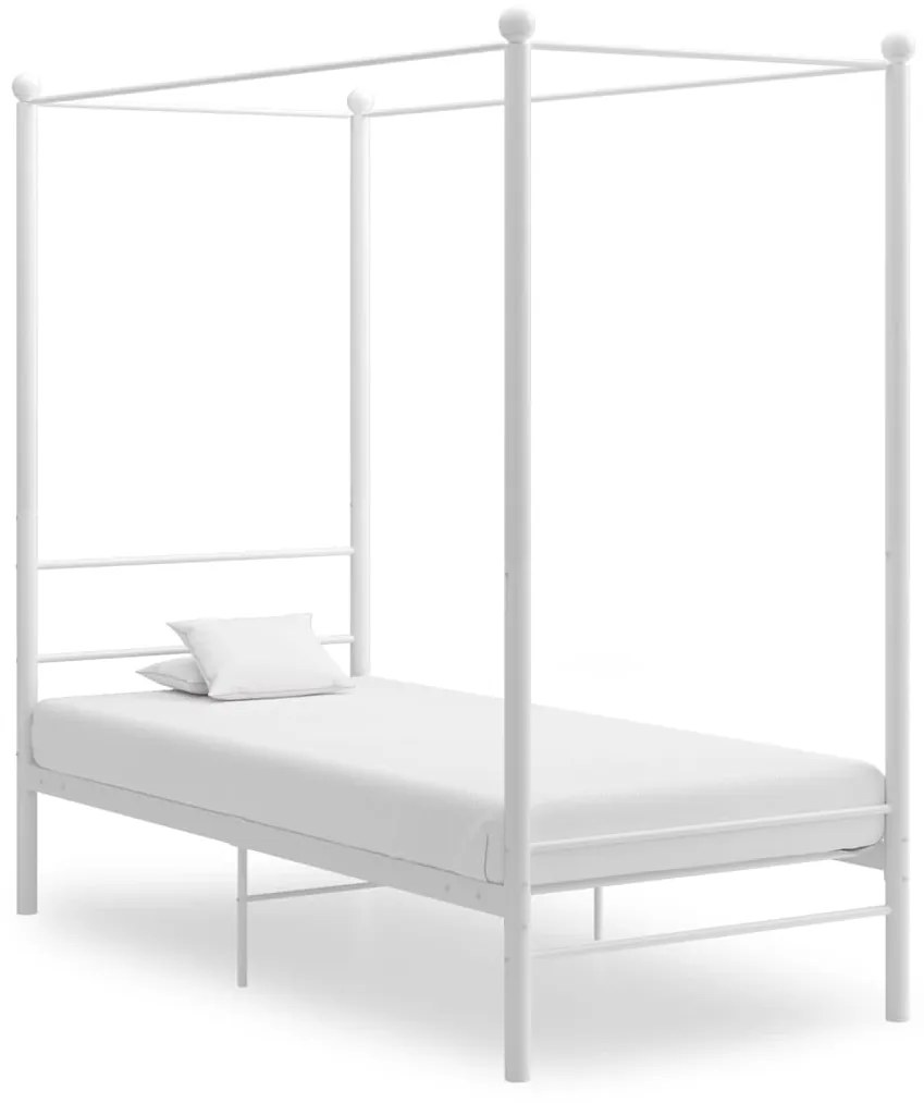 Letto a baldacchino bianco in metallo 90x200 cm