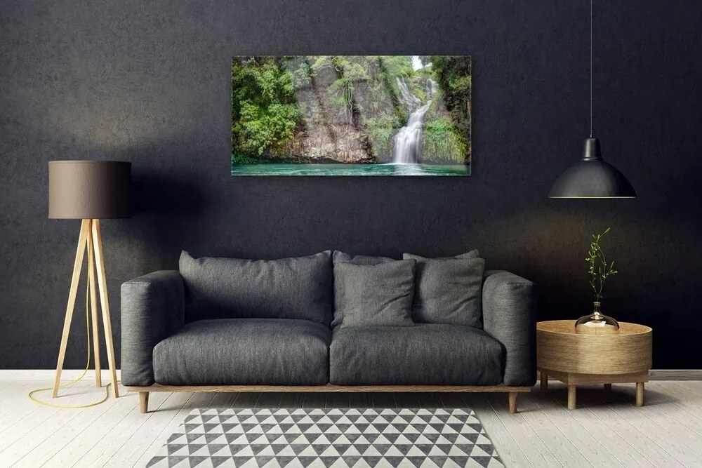 Quadro su vetro Cascata Rock Natura 100x50 cm