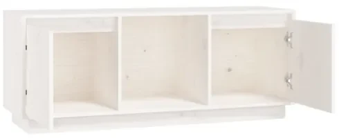 Mobile Porta TV Bianco 110,5x35x44 cm in Legno Massello di Pino