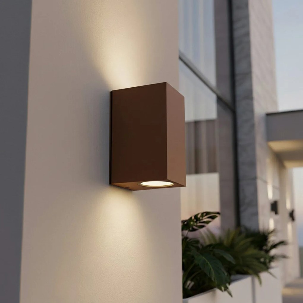 Applique Quadrata Bidirezionale IP65 - GU10 Mattone Corten