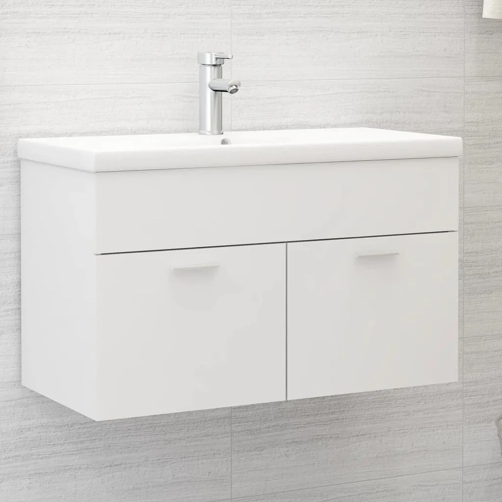 Mobile Con Lavabo Integrato Bianco İn Legno Multistrato /