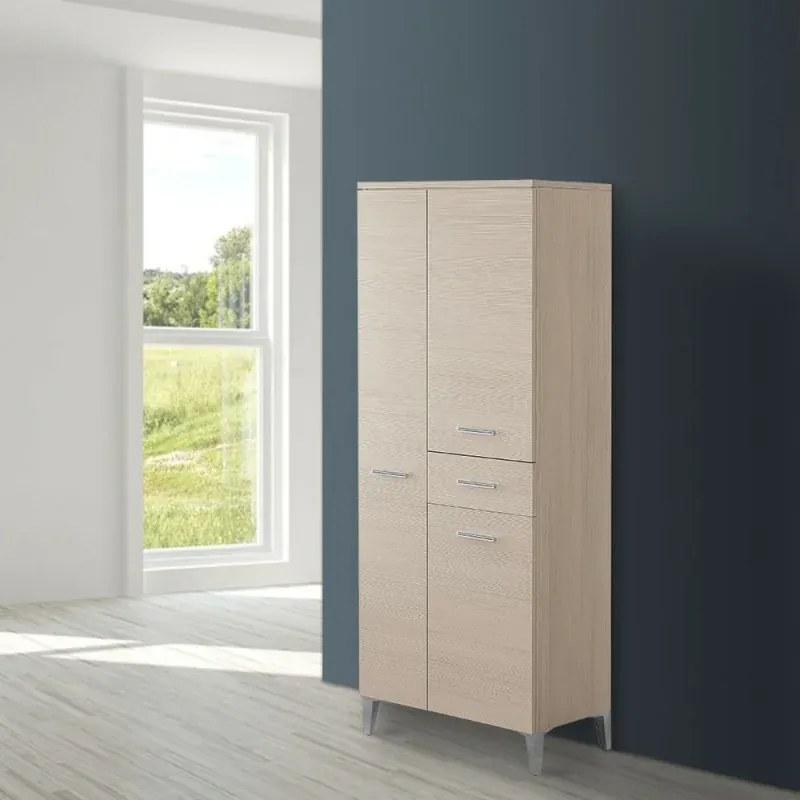 Colonna bagno dappoggio 60x150 cm larice con ante e cassetto Desya