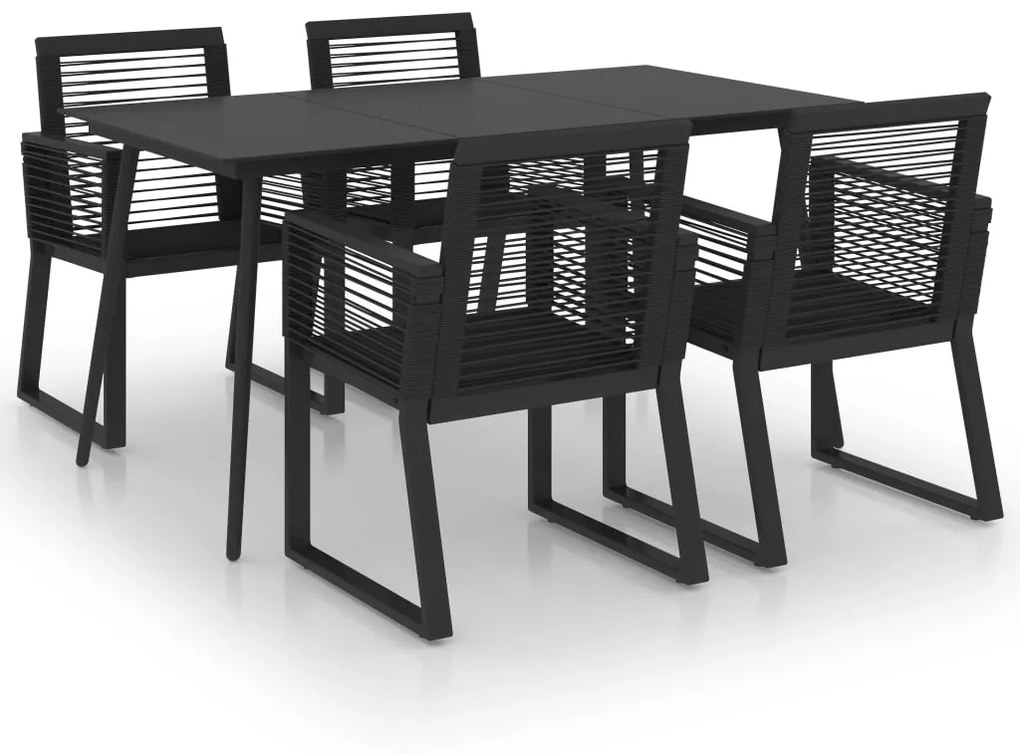 Set da pranzo da giardino 5 pz in rattan pvc nero