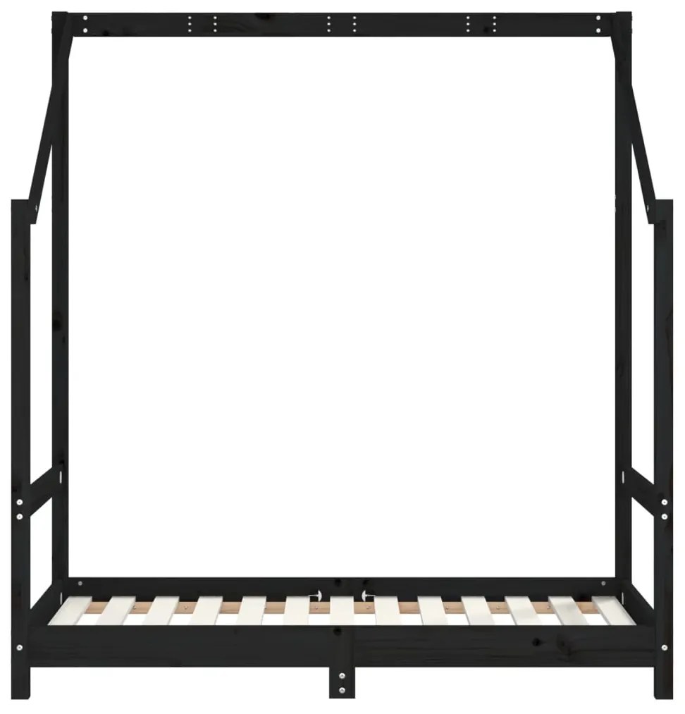 Giroletto per bambini nero 70x140 cm in legno massello di pino