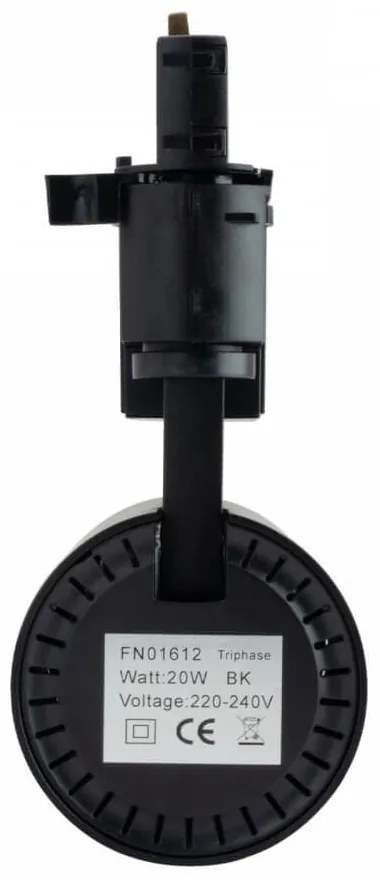 Faro LED 20W Trifase Nero 60°, 120lm/W, CRI92, no Flickering - BRIDGELUX LED Colore Bianco Naturale 4.000K