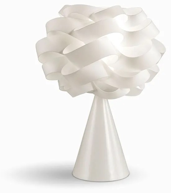 Lampada Da Tavolo A Cono 1 Luce Cloud In Polilux Bianco Made In Italy