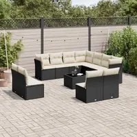 Set Divani da Giardino 12 pz con Cuscini Nero in Polyrattancod mxl 114993