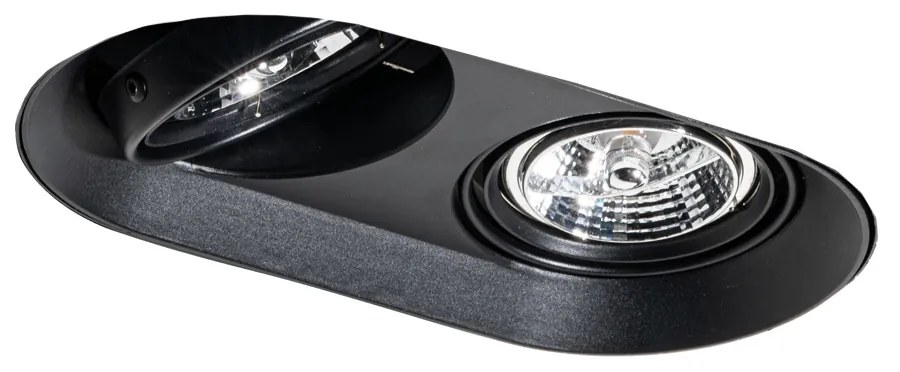 Set di 6 faretti da incasso arrotondati neri GU10 70mm 2-luci - Hubs