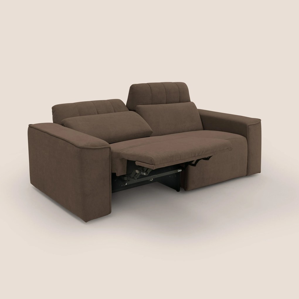 Clark Divano modulare con opzione relax elettrico in tessuto smacchiabile impermeabile T17 marrone