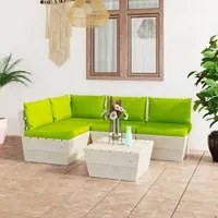 Set Divani da Giardino su Pallet 5 pz con Cuscini Legno Abete 3063491