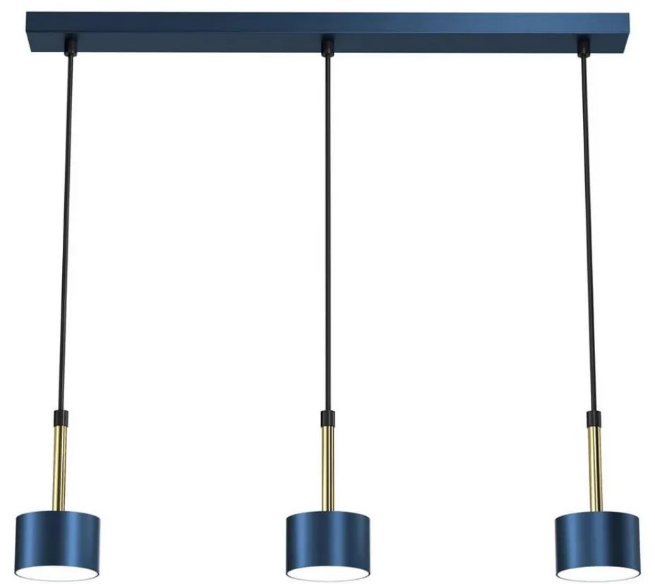 Lampadario su corda ARENA 3xGX53/11W/230V blu/dorato