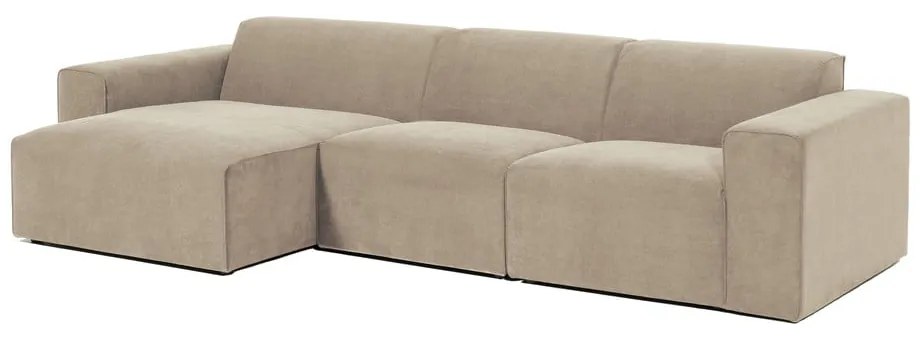 Divano angolare beige in velluto a coste (con penisola a sinistra) Sting - Scandic