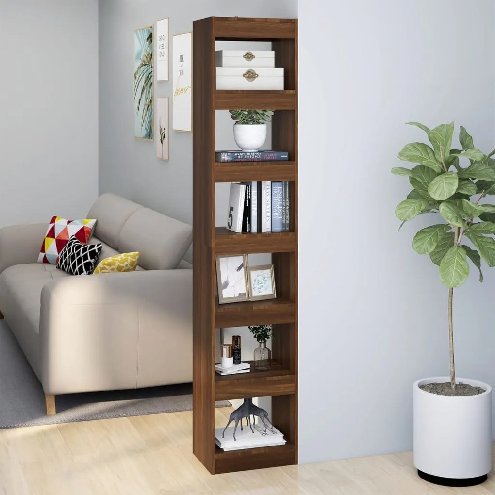 Libreria/divisorio rovere marrone 40x30x198 cm