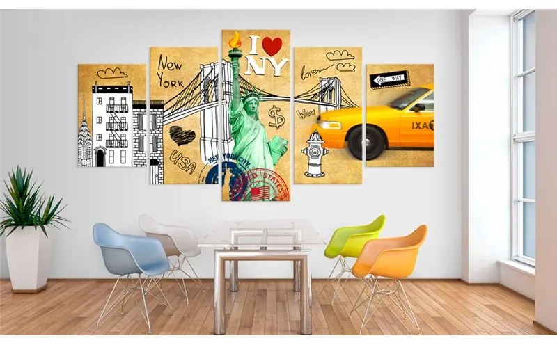 Quadro  Per amore di New York  Colore Beige, Dimensioni e Misure 100x50