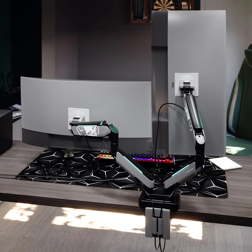 Supporto Doppio per Monitor da 49 Pollici Grigio e Nero RGB X-Arm Dual