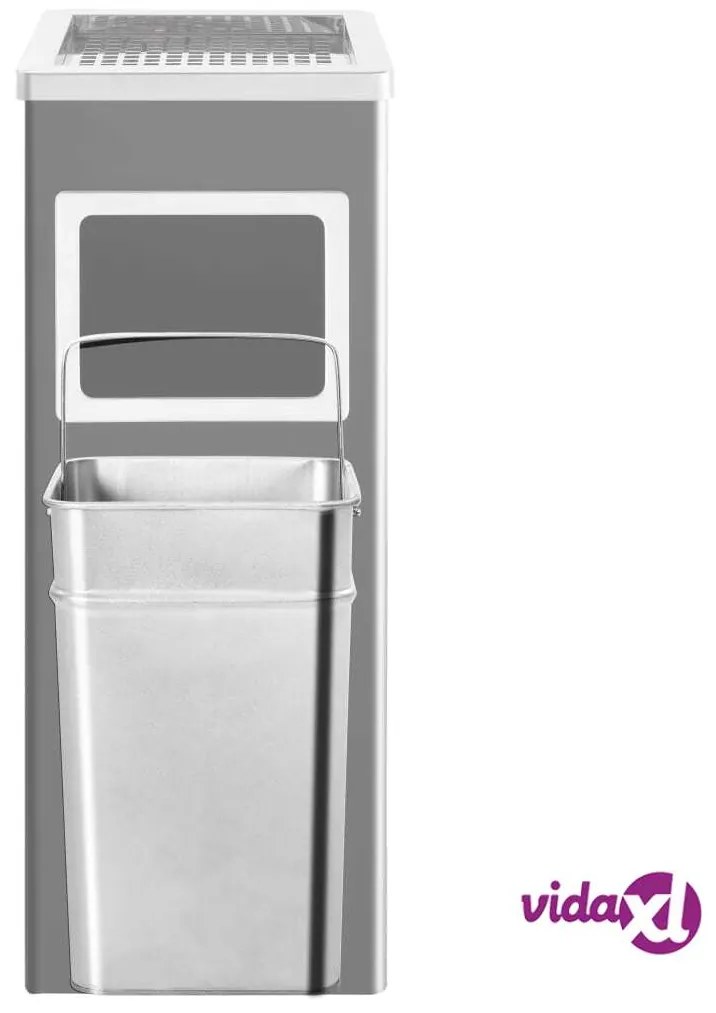 vidaXL Pattumiera con Posacenere da Albergo 36 L Acciaio Nero