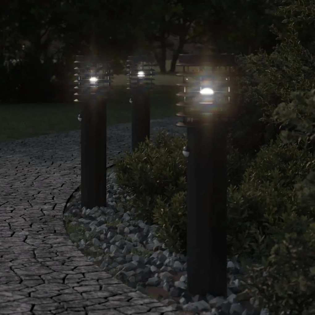 Lampada Da Terra Per Esterni Sensore Nera 60 Cm İn Acciaio /