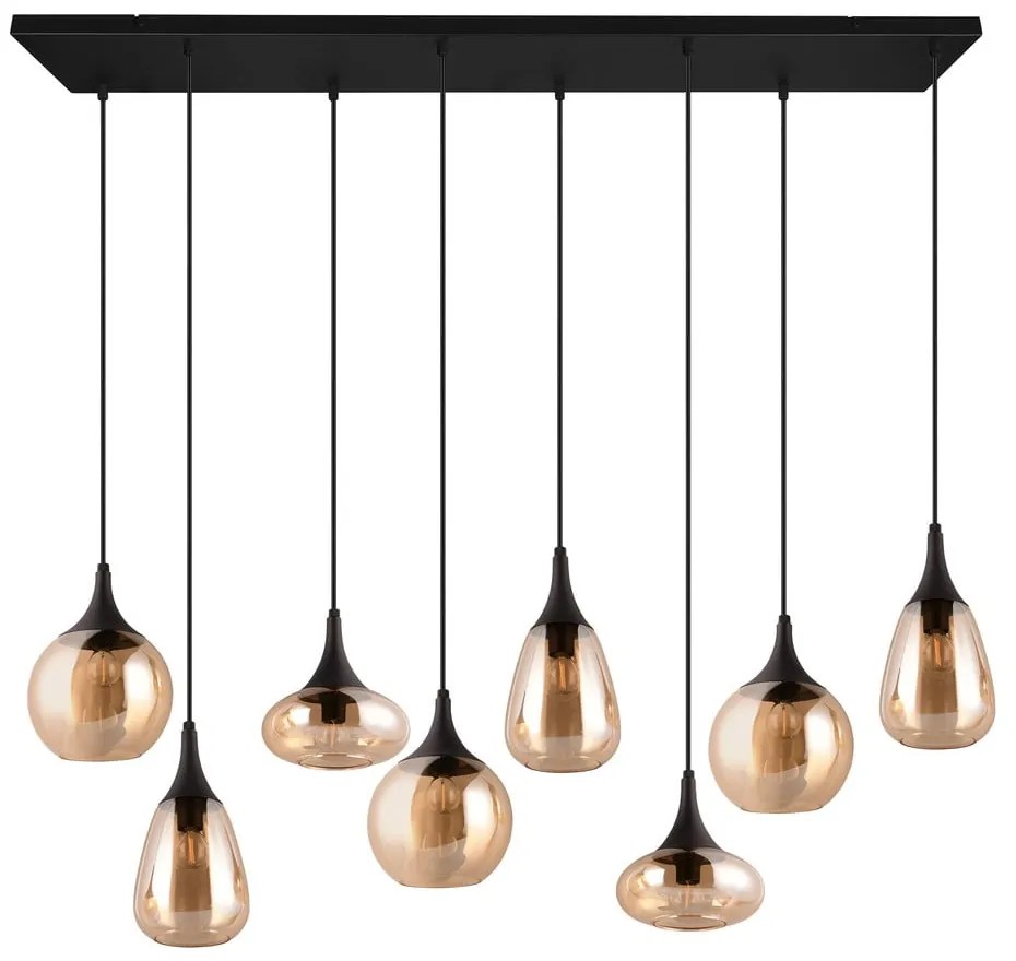 Lampada a sospensione nero-arancio con paralume in vetro Lumina - Trio