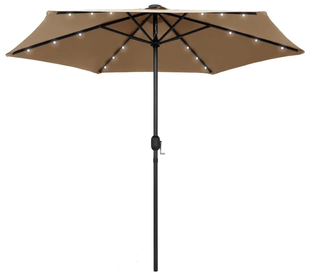 Ombrellone Con Luci A Led E Palo Alluminio 270 Cm Tortora /