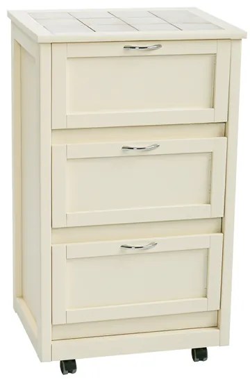 Carrello mobiletto con ante in legno a ribalta Avorio LANDHELL