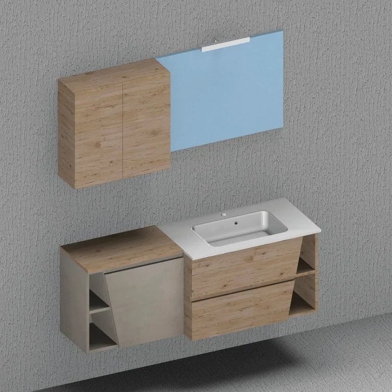 Mobile sottolavabo e lavabo Sieben marrone L 80 x H 51 x P 45 cm 1 vasca