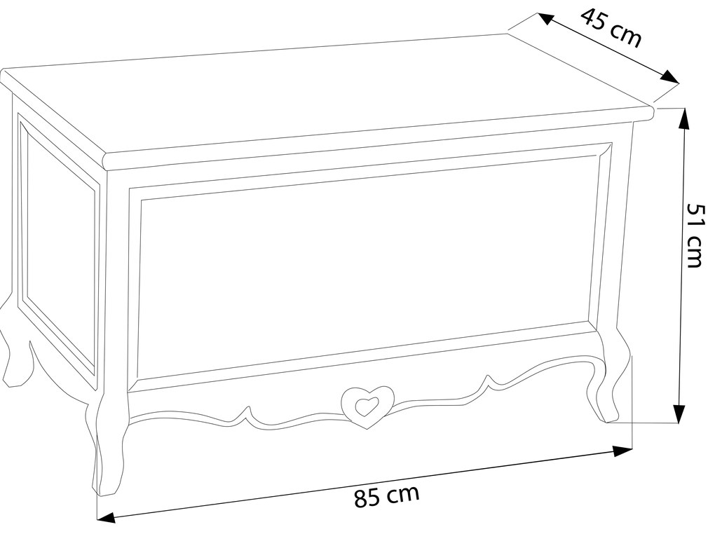Baule in legno di paulownia shabby chic
