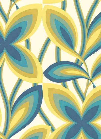 Little Greene Carta da parati Starflower - Peacock
