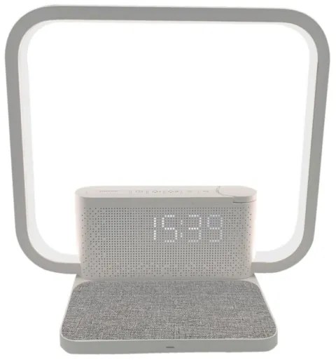 Immax 08994L - Lampada da tavolo LED dimmerabile con sveglia e di ricarica 18W/230V bianco