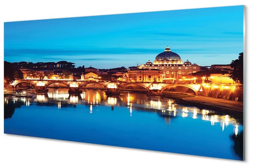 Quadro acrilico Rome River Bridges Sunset 100x50 cm