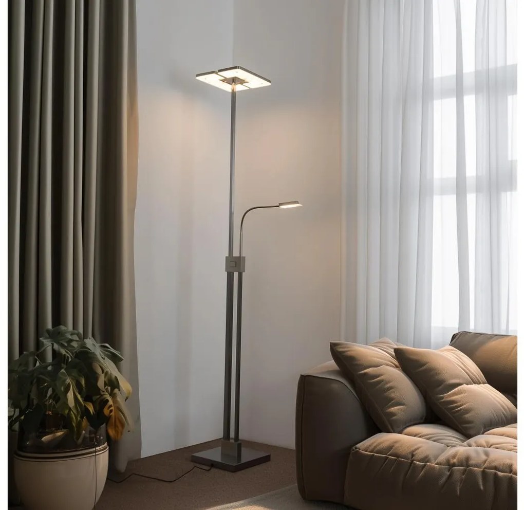 Eglo 33182 -Lampada da terra dimmerabile a LED SOLANO 1xLED/26W/230V+1xLED/3,2W cromo