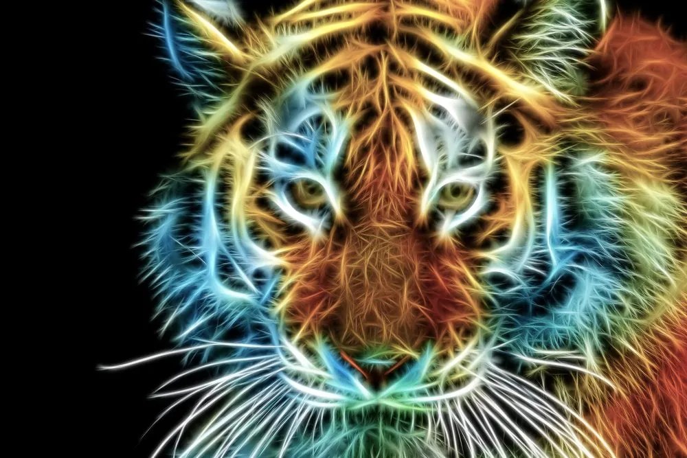 Stampa su tela – Testa di tigre in stile astratto