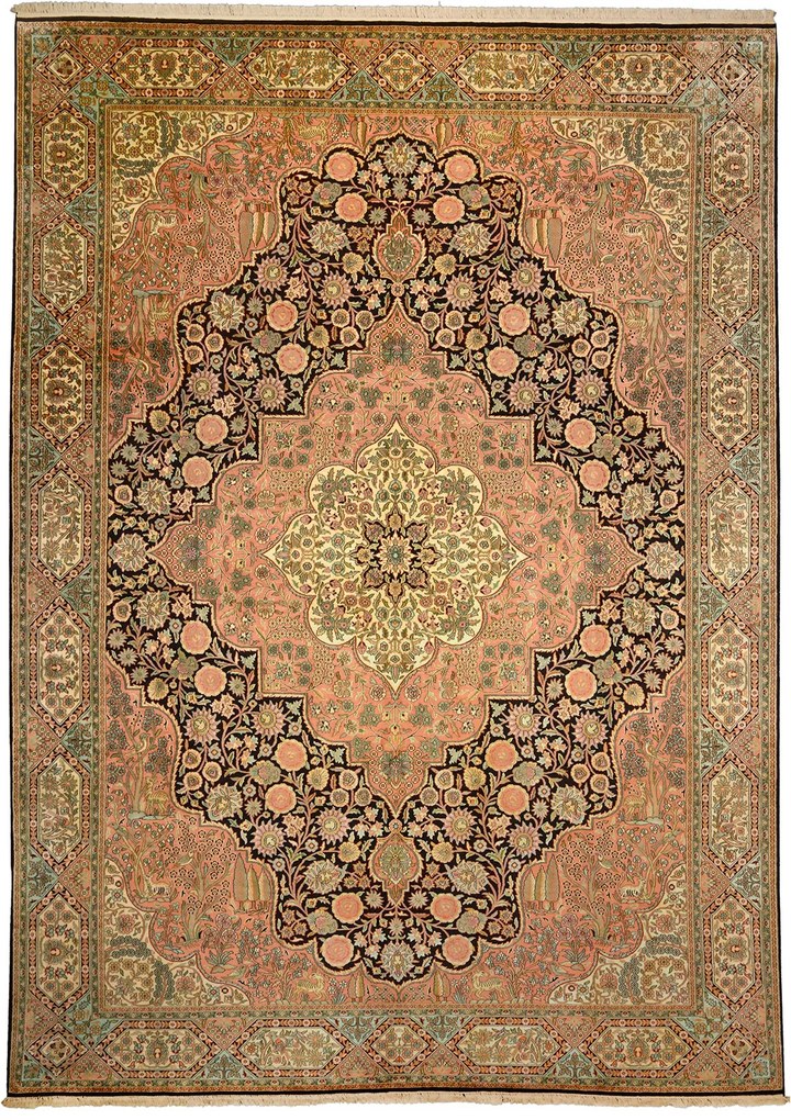 Cashmere Silk Tappeto 310 x 420 Beige (Indian) Annodato A Mano