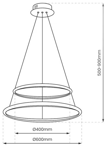 Lampadario LED a sospensione con filo HOOP LED/51W/230V diametro 60 cm 4000K nero