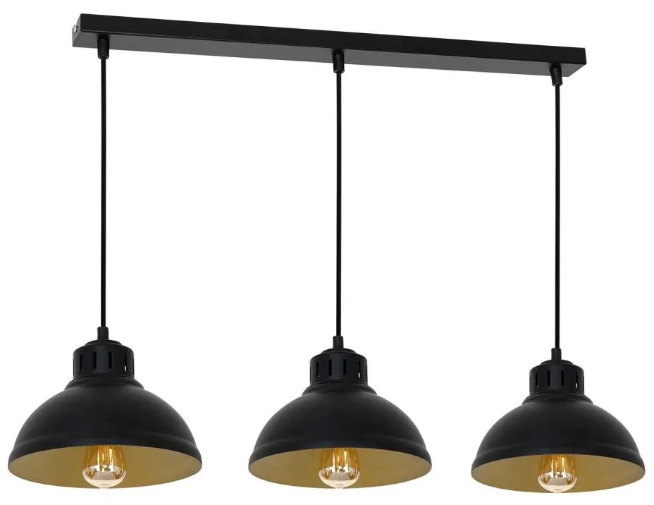 Lampadario a sospensione con filo SVEN 3xE27/15W/230V nero/oro