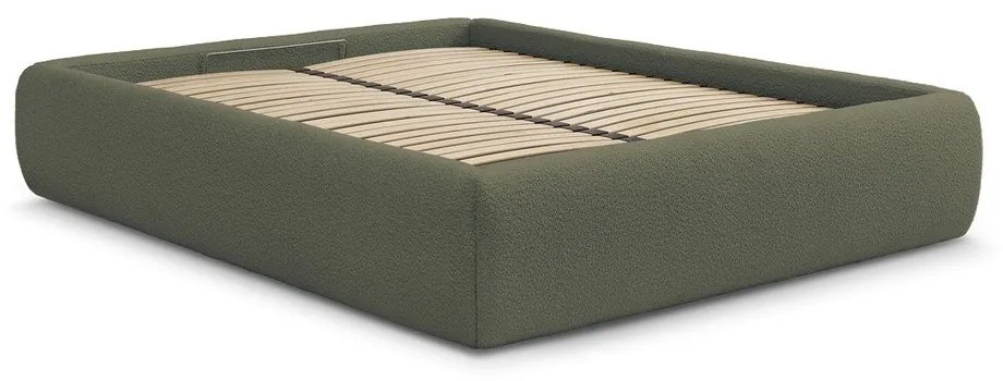 Letto matrimoniale imbottito verde scuro con contenitore/senza testiera con rete inclusa 160x200 cm Inera – Bobochic Paris