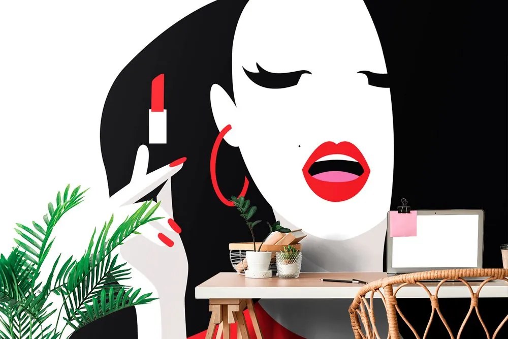 Carta da parati – Donna con rossetto