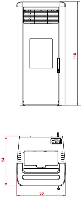 royal lea air 120 us stufa a pellet ad aria uscita fumi superiore 12kw serbatoio 17kg 53x54x116 cm in acciaio rosso bordeaux