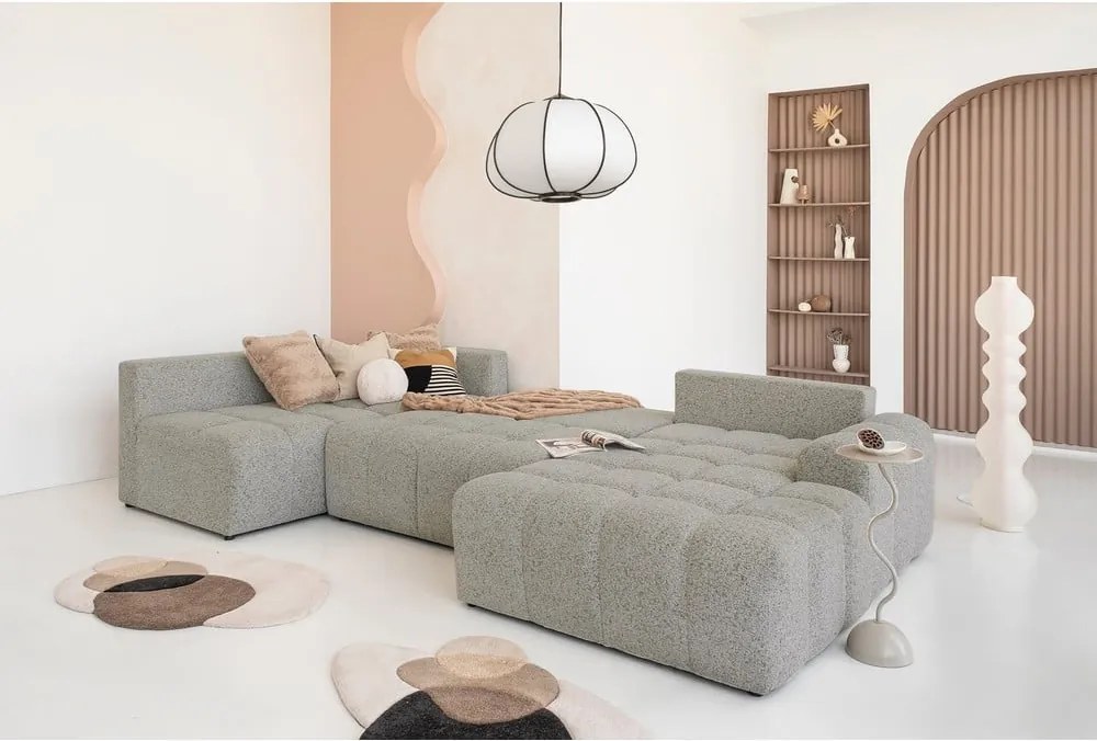 Divano angolare componibile marrone chiaro allungabile/con contenitore (con penisola a sinistra) Lulu – Miuform